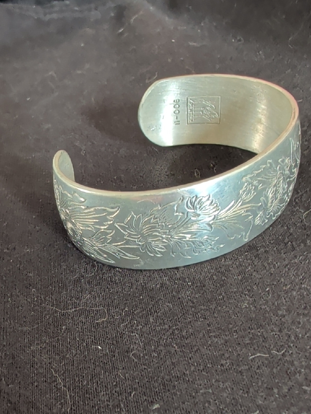 Kirk Pewter Engraved Floral Cuff Bracelet